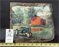 John Deere Picture on Rock signed by Gene Broome