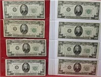 Eleven 1950 Twenty Dollar Federal Reserve Notes