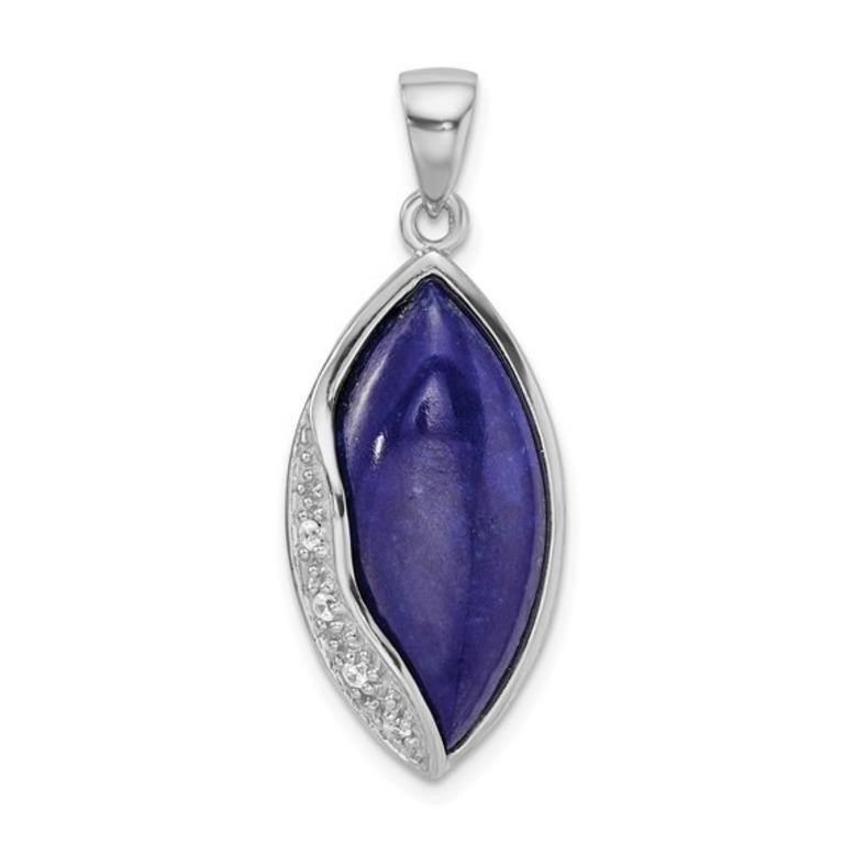 Sterling Silver Crystal and Lapis Pendant