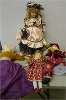 Porcelain Dolls & A Stuffed Doll