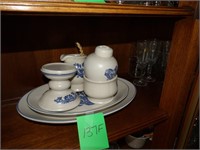 Shelf misc glassware bottom shelf  ,misc stoneware