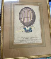 HAND COLORED ANTIQUE PRINT FRAMED - FRENCH