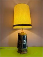 Brass Tone / Glass Base Table Lamp