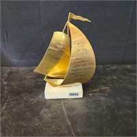 Brass Sailboat with Bible Verse