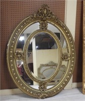 Louis XV Style Gilt Framed Oval Mirror.