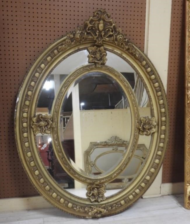 Louis XV Style Gilt Framed Oval Mirror.