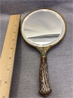 Victorian Hand Mirror Simulated Buck Horn NOTES