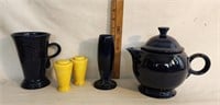 Fiestaware Tea Pot,Large Mug,  S & P Shakers, Vase