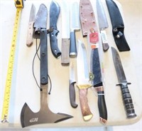 Lot of 9 Knives and 1 Axe