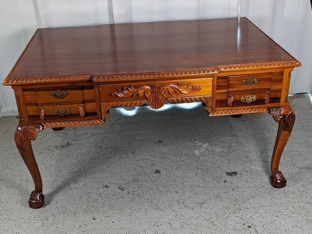 Chippendale Style Mahogany Executive Partners Desk