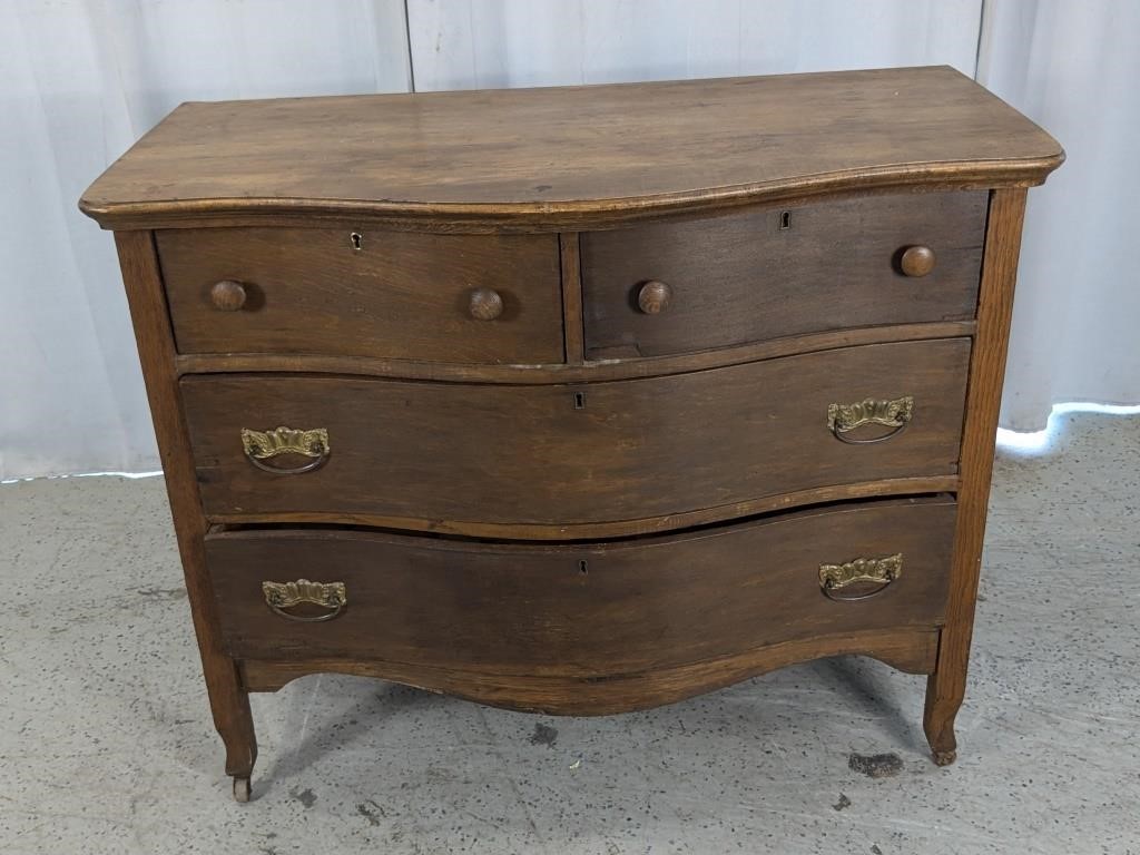 3-Tier Vintage Oak Dresser on Casters