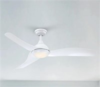 52" White ABS 3-Blade Ceiling Fan with LED Bulb