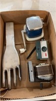 Vintage camera, pencil sharpener, glove mold