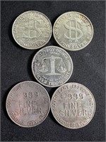 Morgan Silver Trade (3) & 999 Fine Silver