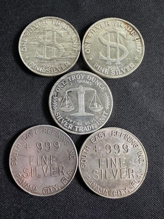 Morgan Silver Trade (3) & 999 Fine Silver