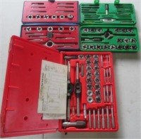 (3) Tap and die sets. Sizes range 4-40 to 1/2-13.