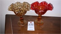 Fenton Ruby Red & Amber Candy Dish