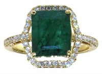 14kt Gold 4.32 ct GIA Emerald & Diamond Ring