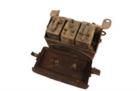 ANTIQUE CAR BATTERIES AND TRAY