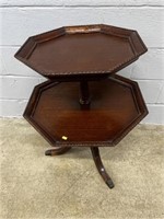 Mahogany Hexagon 2-tier Stand