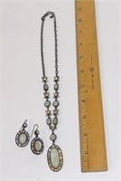 Antique Style Opal Aurora Avon Necklace & Earrings
