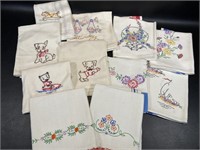 Embroidered Tea Towels Dogs, Flowers +