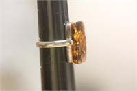 Sterling and Amber Ring