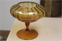 Amber Colour Glass Stem Bowl