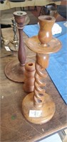 3 wooden candle sticks