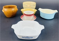 6 Vintage Corningware, Hall & Ovenware Dishes