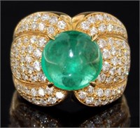 18kt Gold 5.89 ct Natural Emerald & Diamond Ring