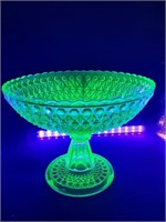 1880s 9.5" CENTRAL vaseline uranium glass compote