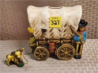 Ceramic Wild West Horse & Wagon Bank