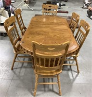 Wooden oak dining table w/ 6 chairs 87x42x31