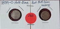 1859-O SEATED & NO DATE BUST HALF DIMES