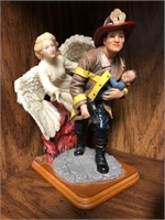 Red Hats of Courage firefighter and angel figurine