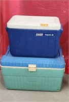 2 Coleman Coolers with lids