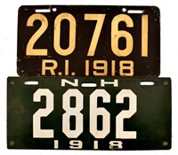 Two 1918 License Plates