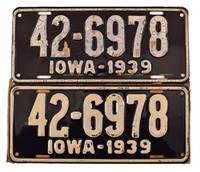 Pair of Un-issued 1939 Iowa License Plates