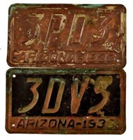 Pair of Copper 1933 Arizona License Plates