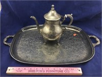 Silver Plate Tray & Coffeepot