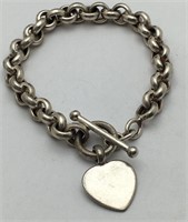 Sterling Silver Bracelet With Heart Pendant