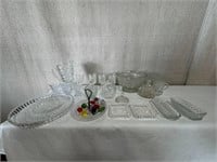 Cut Crystal Bowls, Trays, Pitcher, Glasses