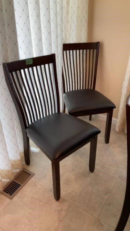 2 matching wood slat chairs