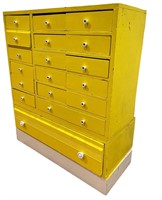 Primitive Yellow Multi Unit Cabinet, Folk Art