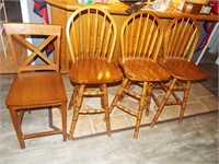 3 Swivel Bar Stools and 1 Chair