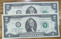 $4 Consecutive serial number $2 banknotes