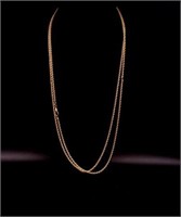 Antique 9ct rose gold long guard rope chain