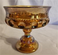 Vintage amber carnival glass goblet
