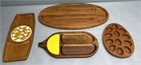 Teak & Sere Wood MCM Board Tray Lot Collection